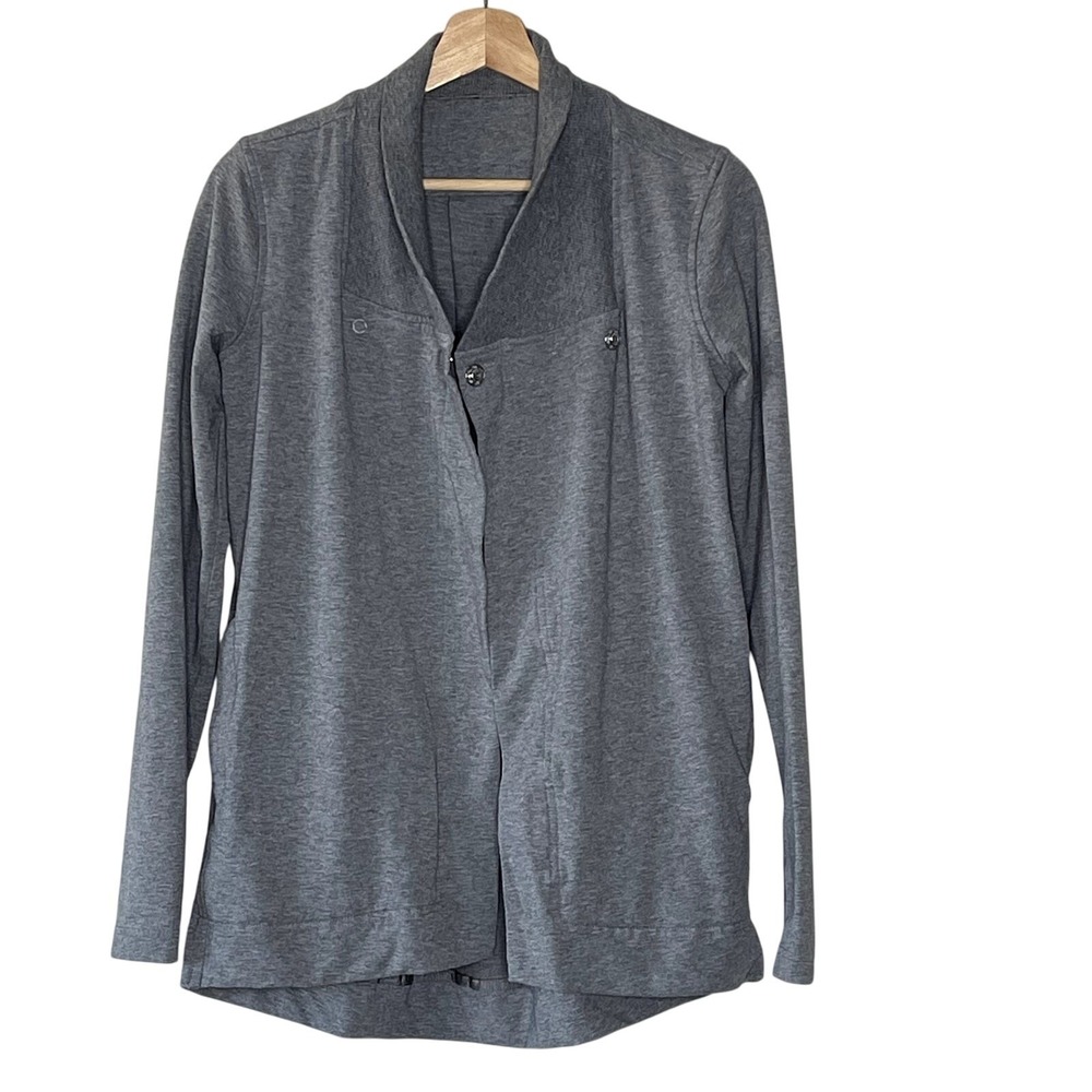 Lululemon Belle Wrap Sweatshirt Cardigan Heathered Medium Grey‎ Size 2